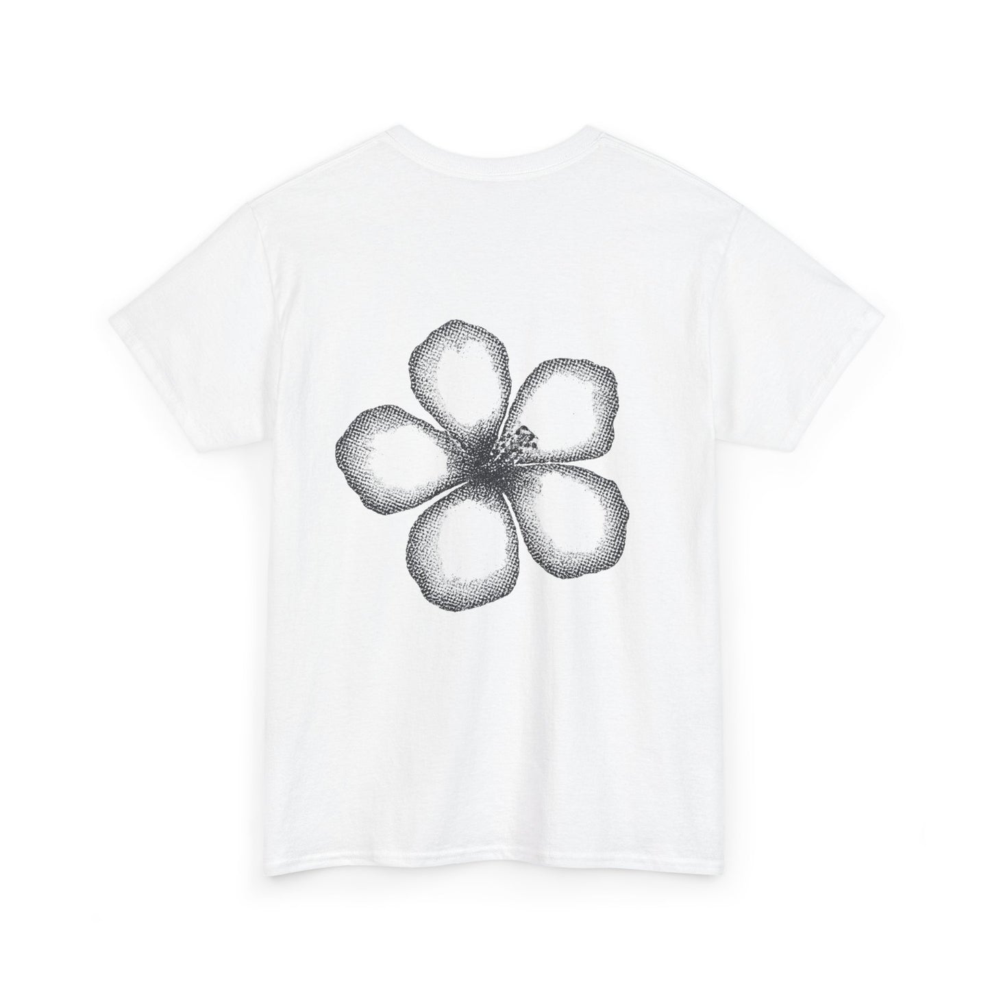 T-shirt “Flower Sketch” – fleur en pointillés noir & blanc