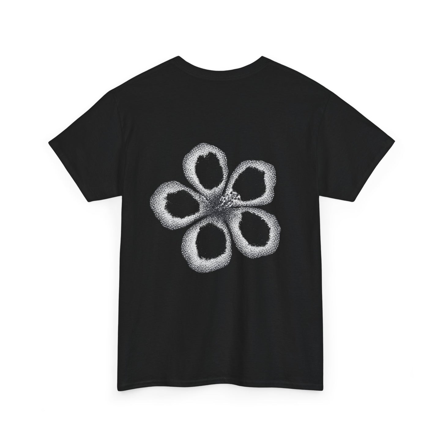 T-shirt “Flower Sketch” – fleur en pointillés noir & blanc
