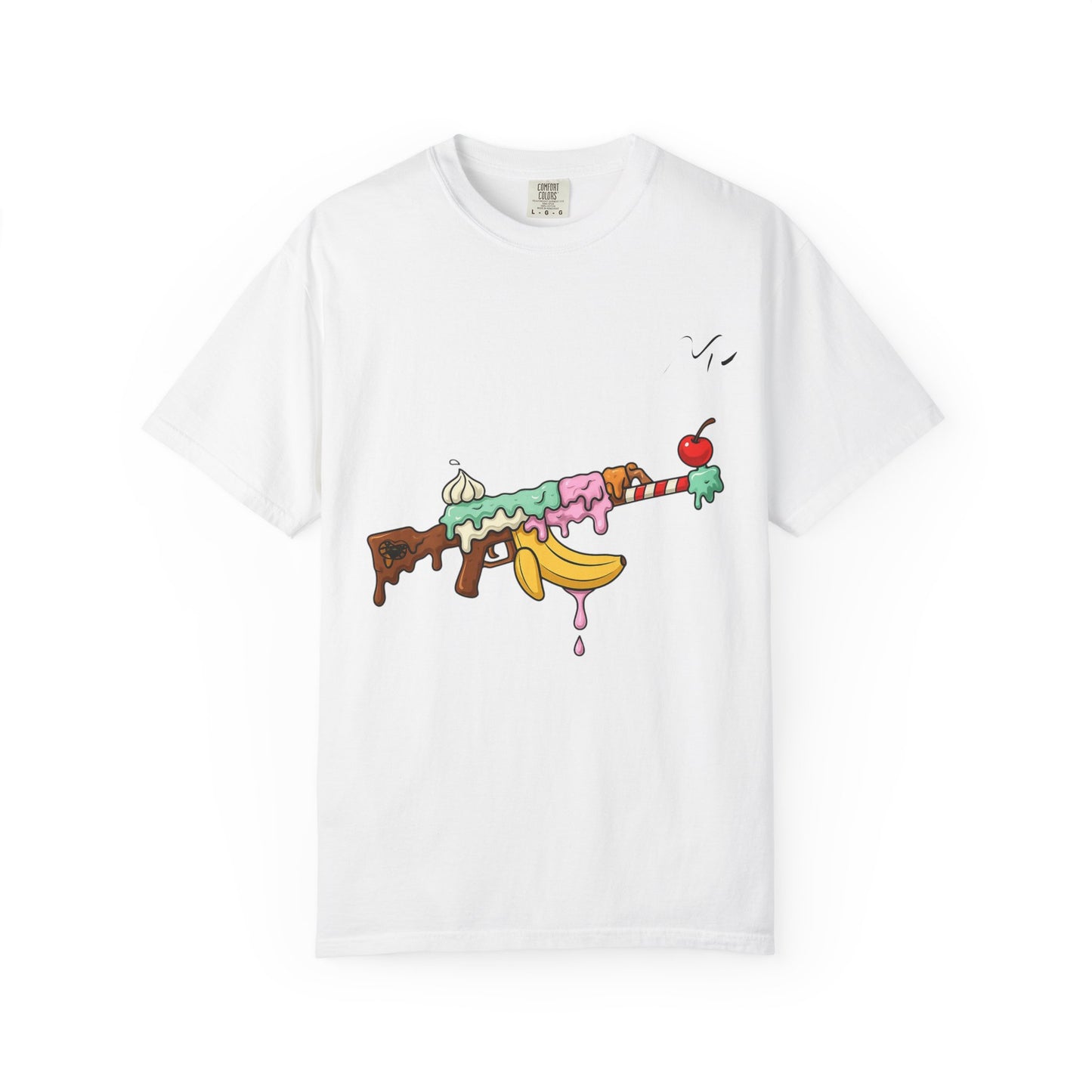 Whimsical Ice Cream Gun T-Shirt, Casual Wear, Unique Graphic Tee, Summer Fashion, Gift for Foodies, Fun Vintage Style