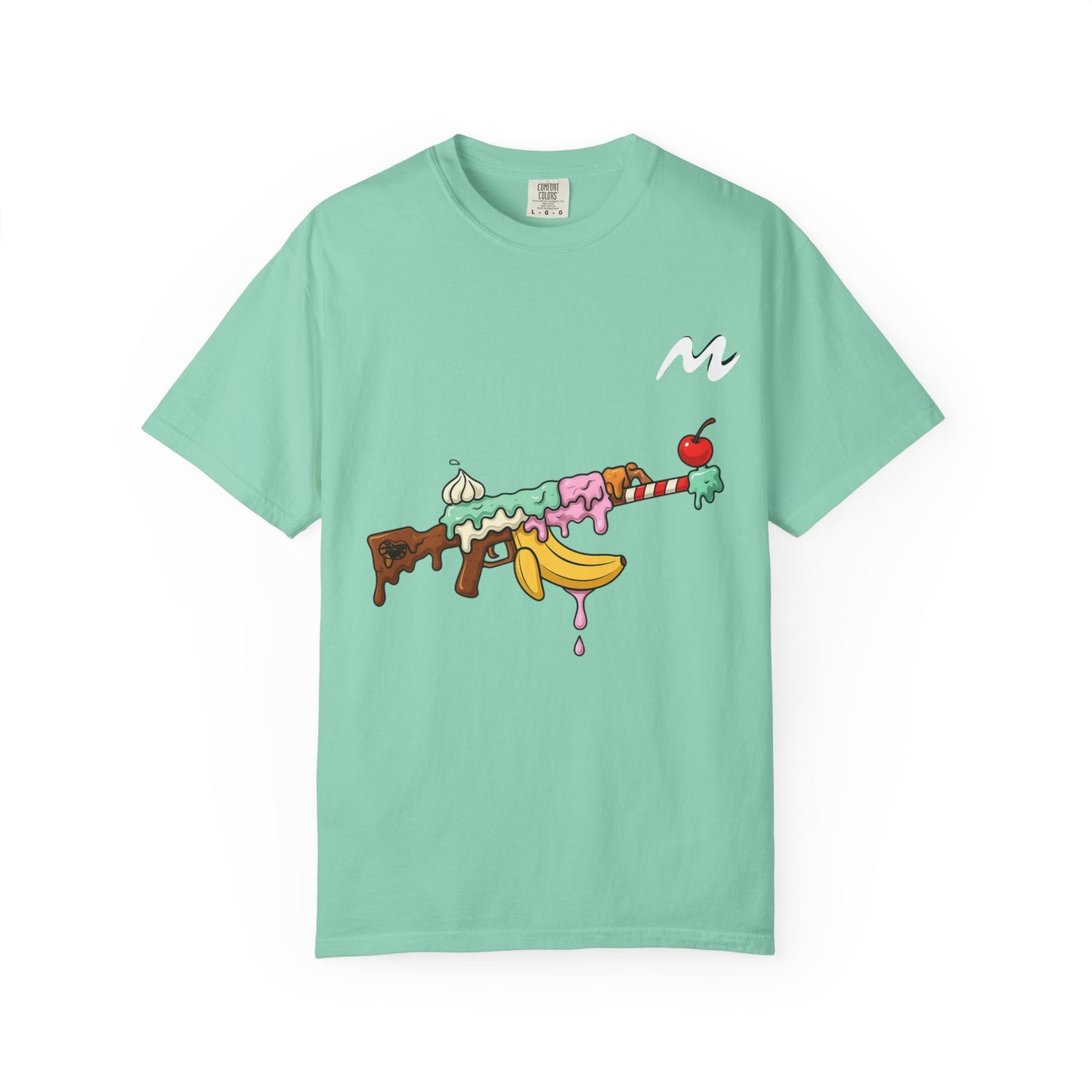 Whimsical Ice Cream Gun T-Shirt, Casual Wear, Unique Graphic Tee, Summer Fashion, Gift for Foodies, Fun Vintage Style
