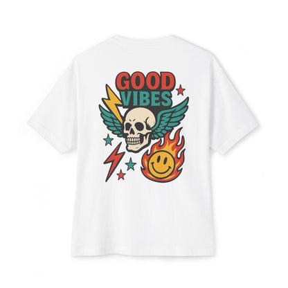 T-shirt  “Good Vibes Skull” – Crane ailé & symboles colorés