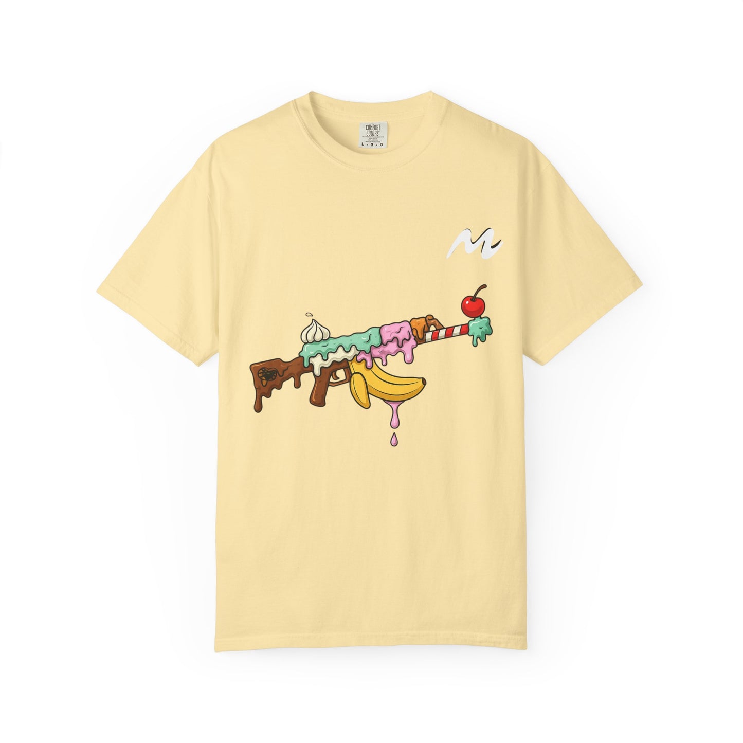 Whimsical Ice Cream Gun T-Shirt, Casual Wear, Unique Graphic Tee, Summer Fashion, Gift for Foodies, Fun Vintage Style