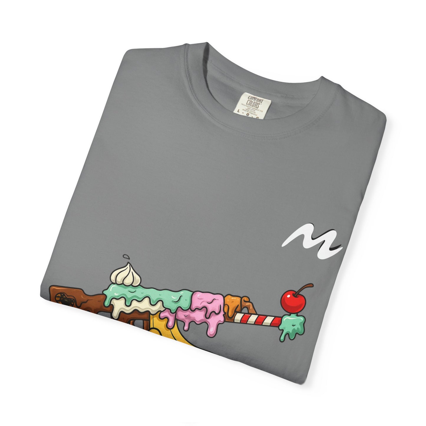 Whimsical Ice Cream Gun T-Shirt, Casual Wear, Unique Graphic Tee, Summer Fashion, Gift for Foodies, Fun Vintage Style