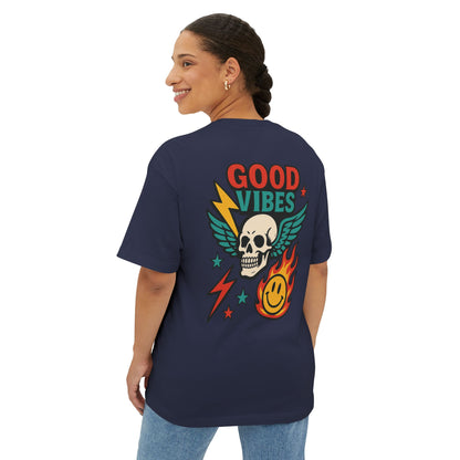 T-shirt  “Good Vibes Skull” – Crane ailé & symboles colorés