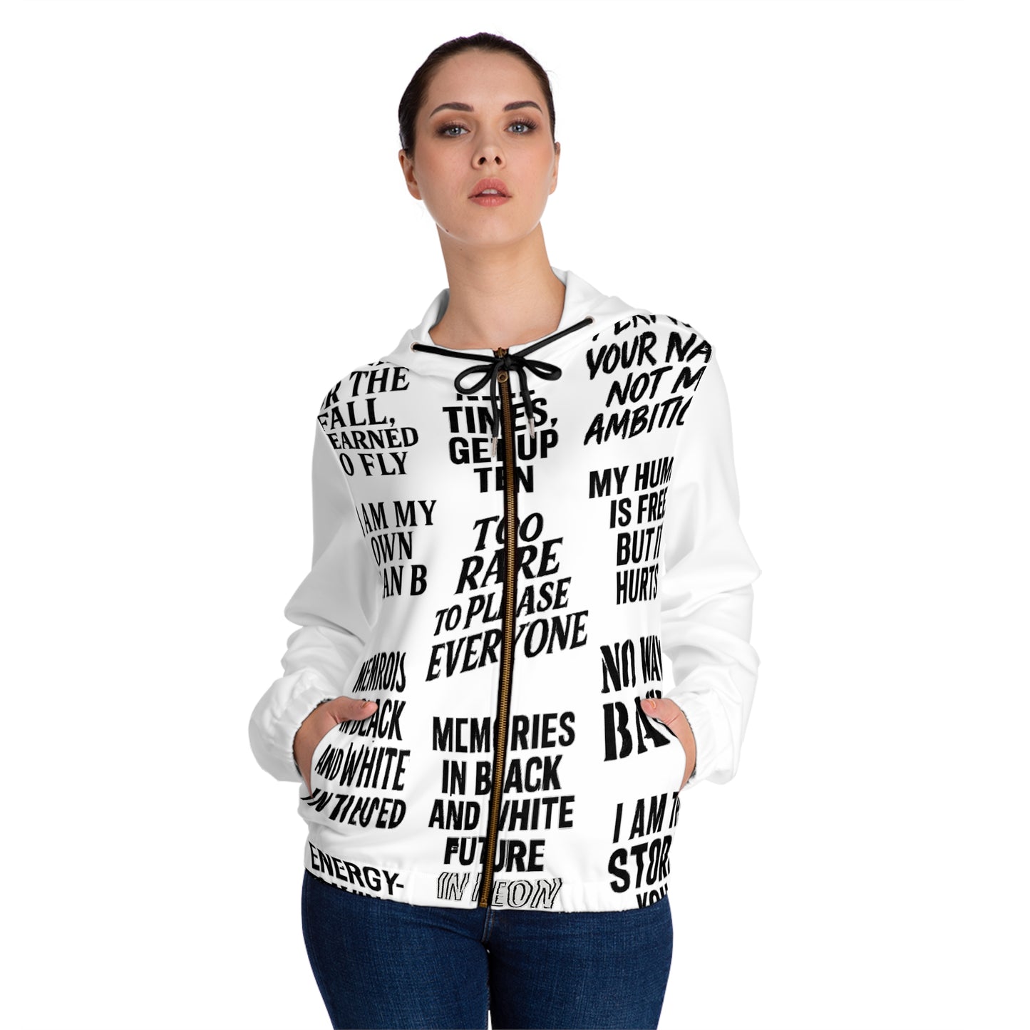 Veste zippée “No Way Back” – Texte noir & blanc style street