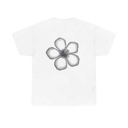 T-shirt “Flower Sketch” – fleur en pointillés noir & blanc