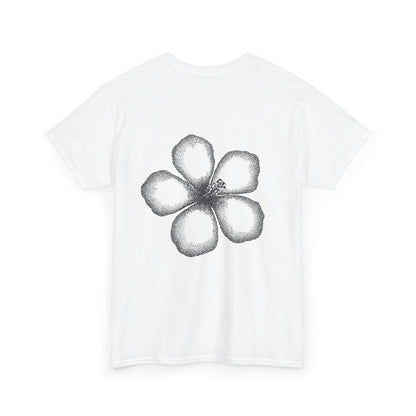 T-shirt “Flower Sketch” – fleur en pointillés noir & blanc