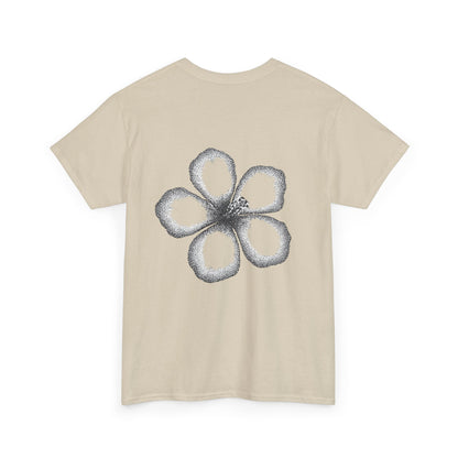 T-shirt “Flower Sketch” – fleur en pointillés noir & blanc