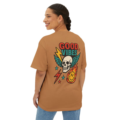 T-shirt  “Good Vibes Skull” – Crane ailé & symboles colorés