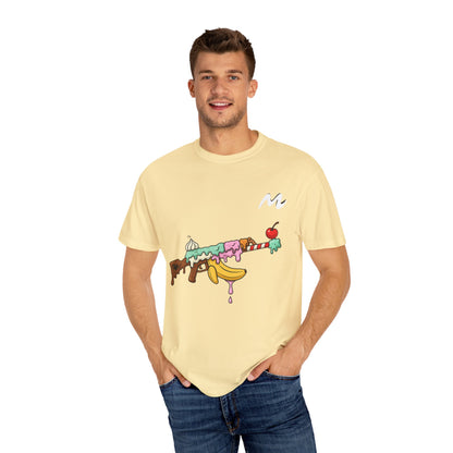 Whimsical Ice Cream Gun T-Shirt, Casual Wear, Unique Graphic Tee, Summer Fashion, Gift for Foodies, Fun Vintage Style