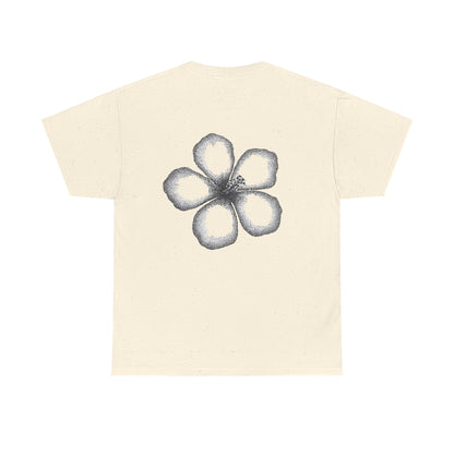 T-shirt “Flower Sketch” – fleur en pointillés noir & blanc
