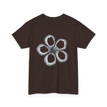 T-shirt “Flower Sketch” – fleur en pointillés noir & blanc