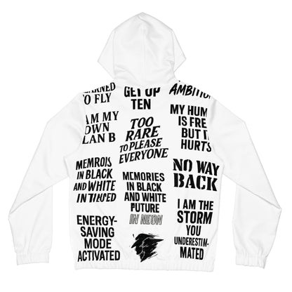 Veste zippée “No Way Back” – Texte noir & blanc style street