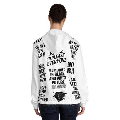 Veste zippée “No Way Back” – Texte noir & blanc style street