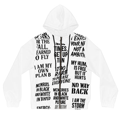 Veste zippée “No Way Back” – Texte noir & blanc style street
