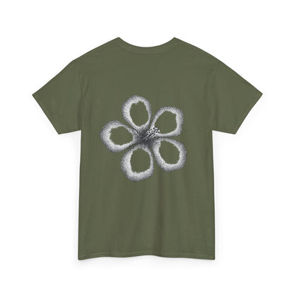 T-shirt “Flower Sketch” – fleur en pointillés noir & blanc