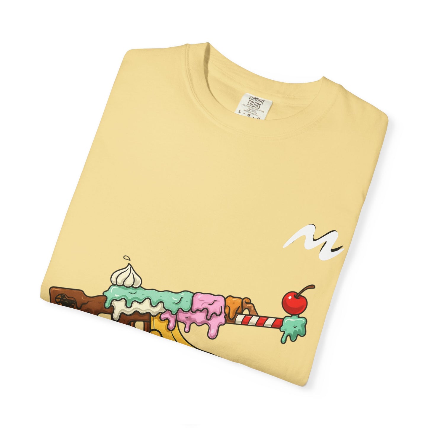 Whimsical Ice Cream Gun T-Shirt, Casual Wear, Unique Graphic Tee, Summer Fashion, Gift for Foodies, Fun Vintage Style