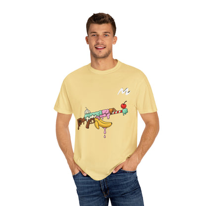 Whimsical Ice Cream Gun T-Shirt, Casual Wear, Unique Graphic Tee, Summer Fashion, Gift for Foodies, Fun Vintage Style