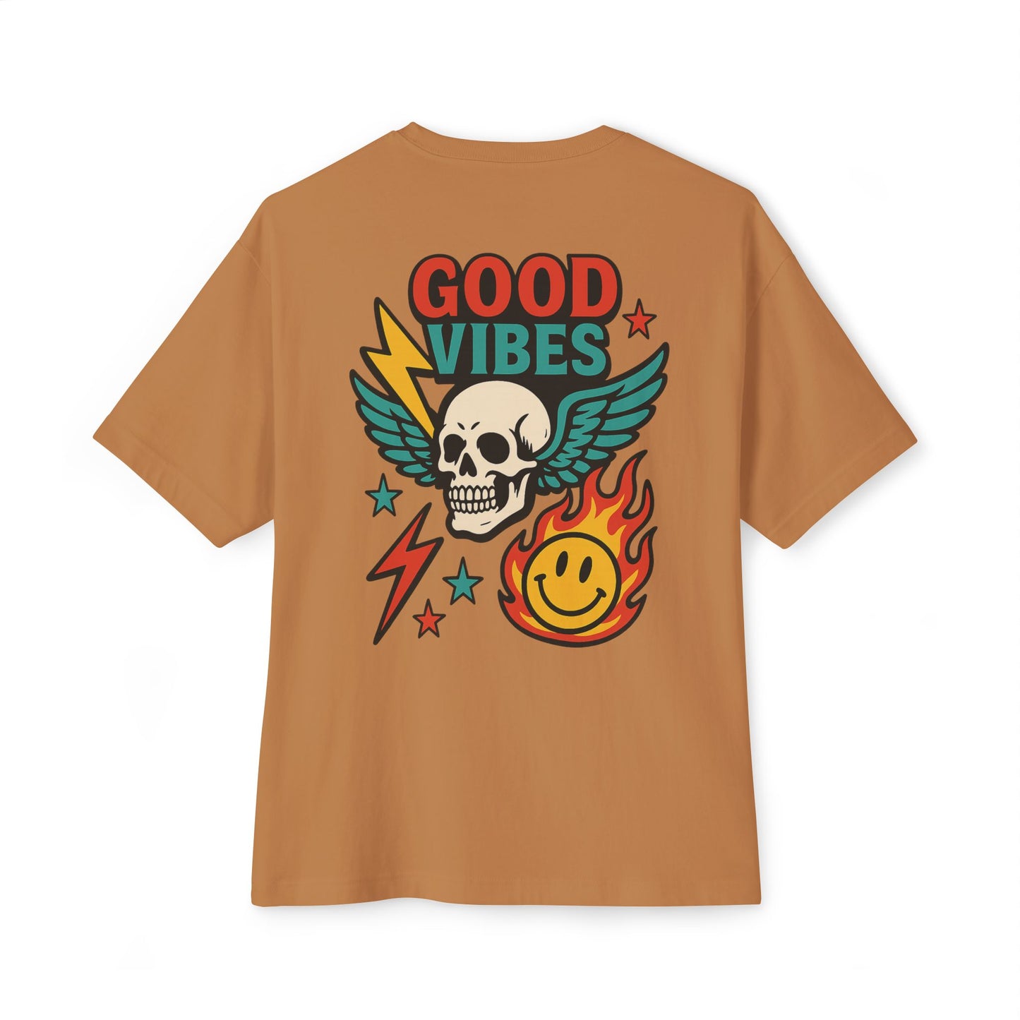 T-shirt  “Good Vibes Skull” – Crane ailé & symboles colorés