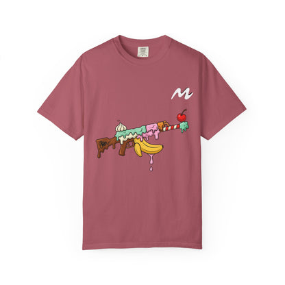 Whimsical Ice Cream Gun T-Shirt, Casual Wear, Unique Graphic Tee, Summer Fashion, Gift for Foodies, Fun Vintage Style