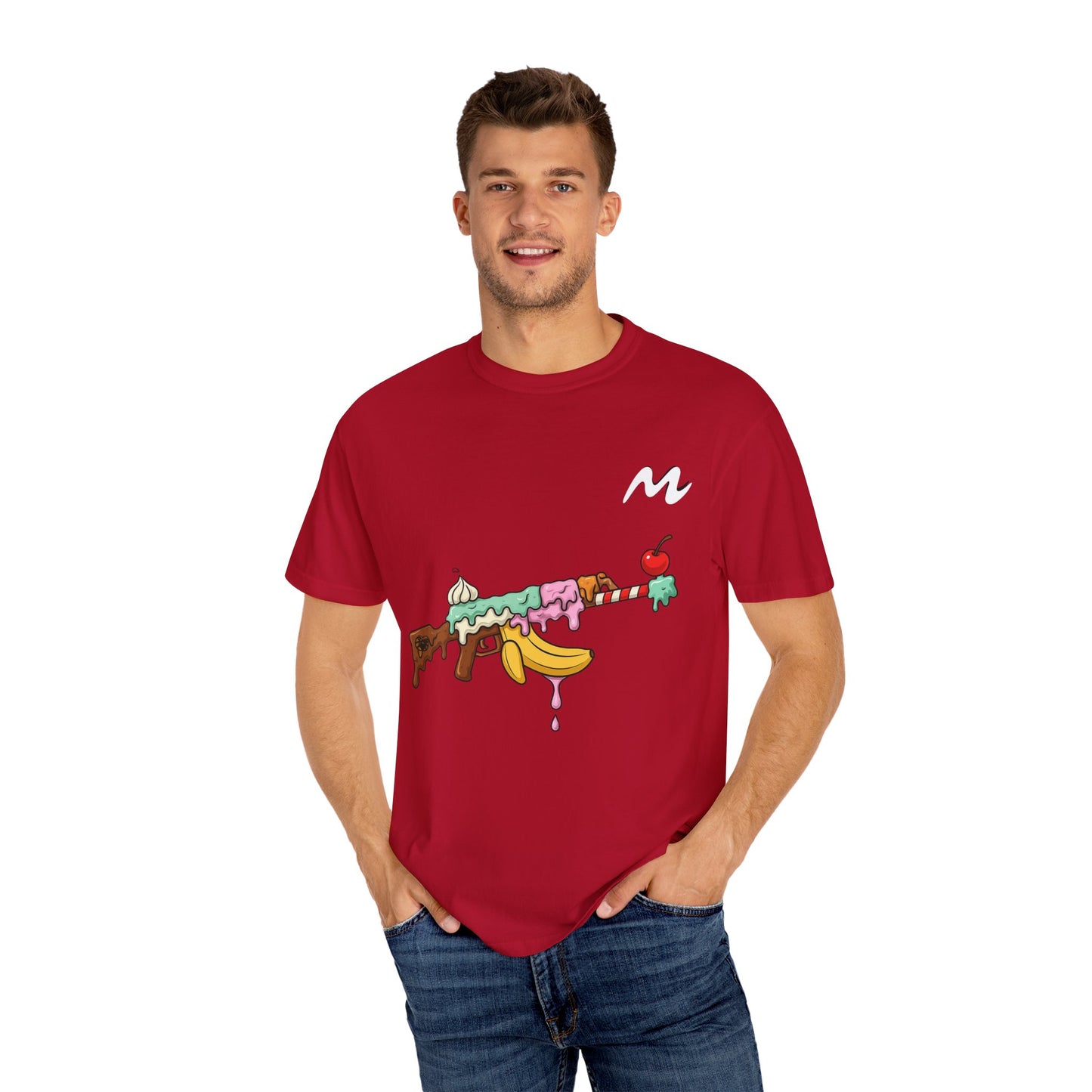Whimsical Ice Cream Gun T-Shirt, Casual Wear, Unique Graphic Tee, Summer Fashion, Gift for Foodies, Fun Vintage Style