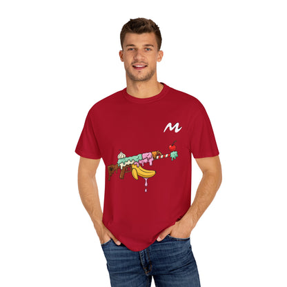Whimsical Ice Cream Gun T-Shirt, Casual Wear, Unique Graphic Tee, Summer Fashion, Gift for Foodies, Fun Vintage Style