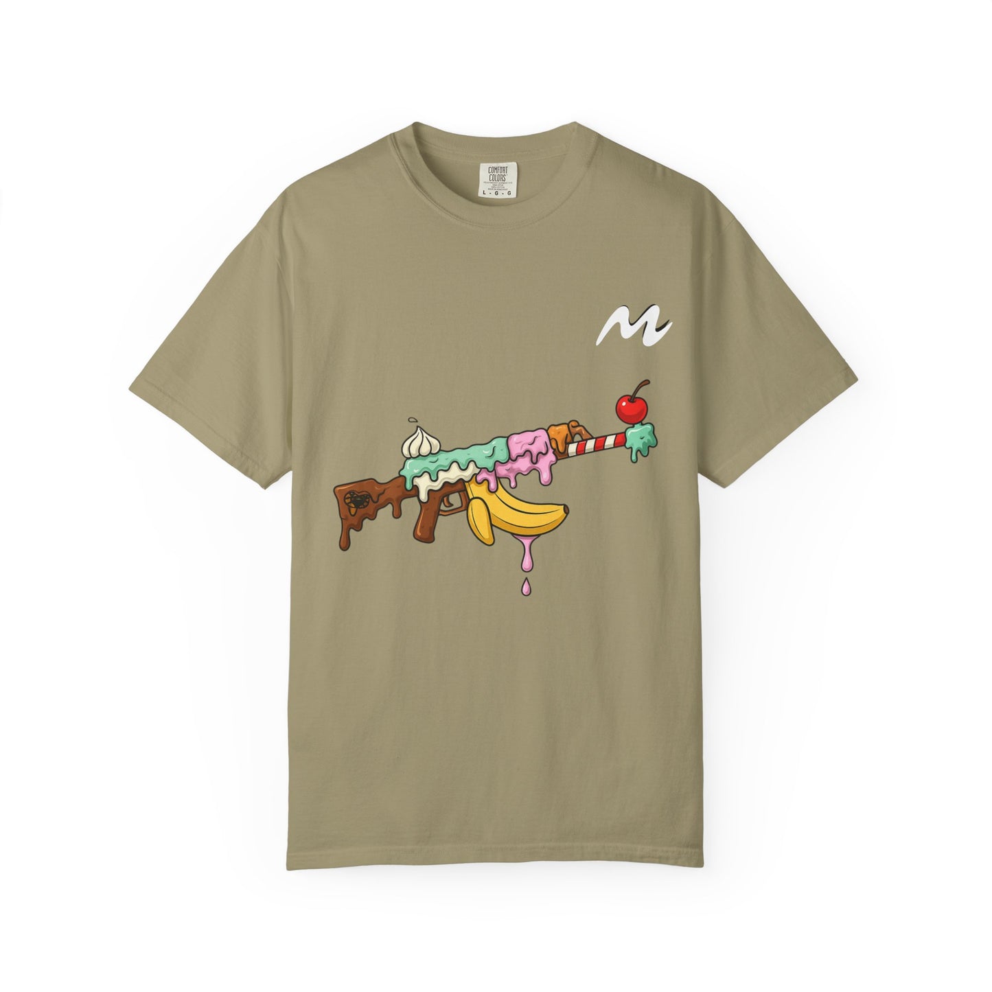 Whimsical Ice Cream Gun T-Shirt, Casual Wear, Unique Graphic Tee, Summer Fashion, Gift for Foodies, Fun Vintage Style