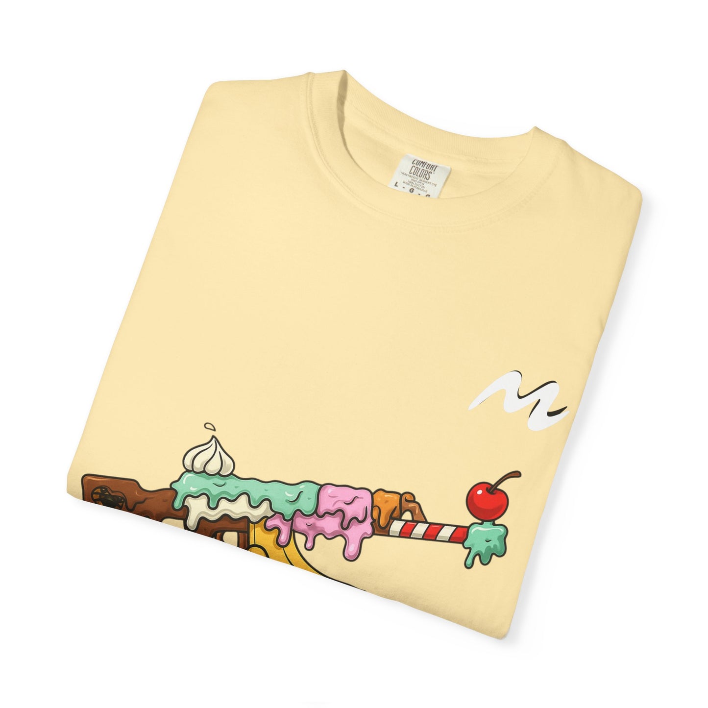 Whimsical Ice Cream Gun T-Shirt, Casual Wear, Unique Graphic Tee, Summer Fashion, Gift for Foodies, Fun Vintage Style