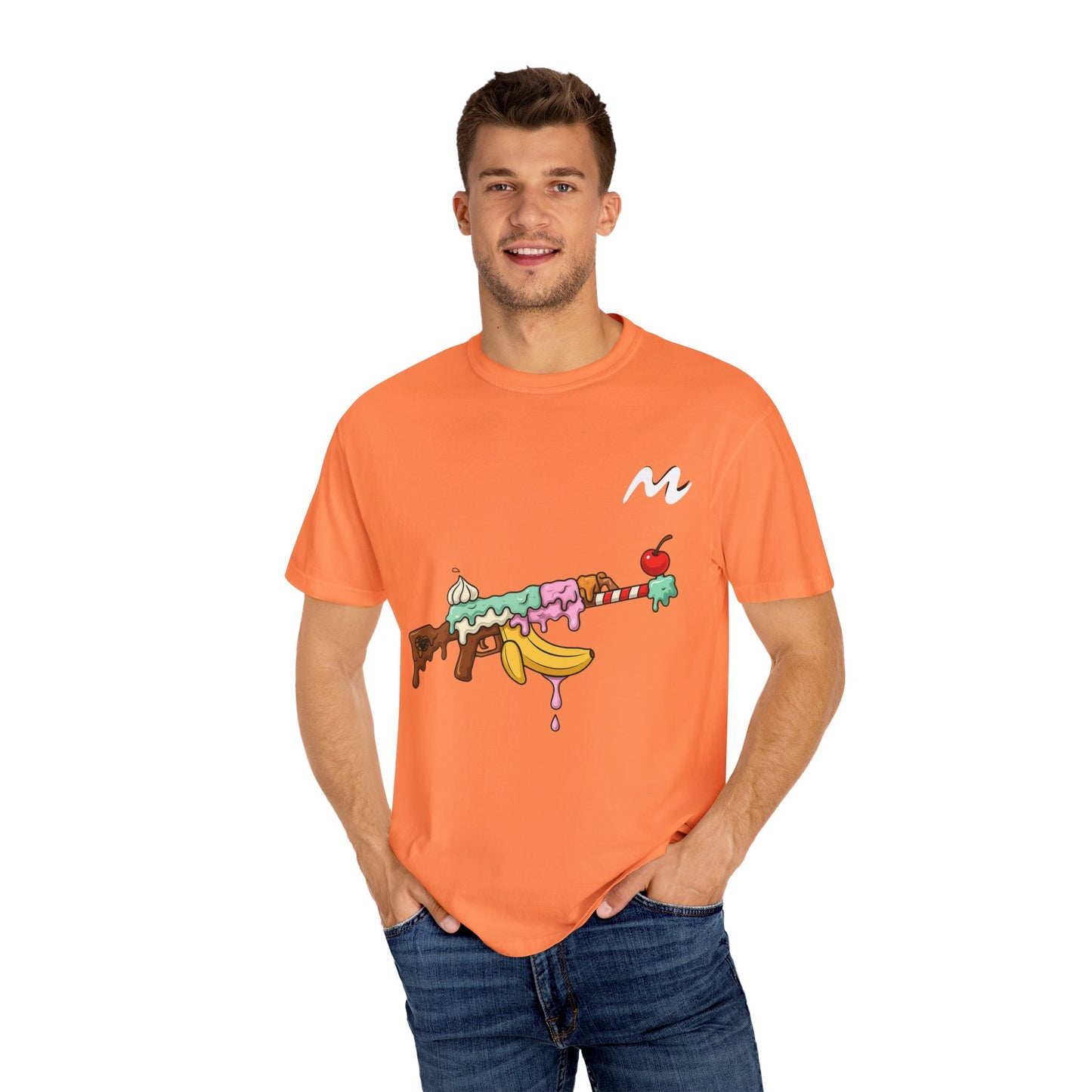 Whimsical Ice Cream Gun T-Shirt, Casual Wear, Unique Graphic Tee, Summer Fashion, Gift for Foodies, Fun Vintage Style