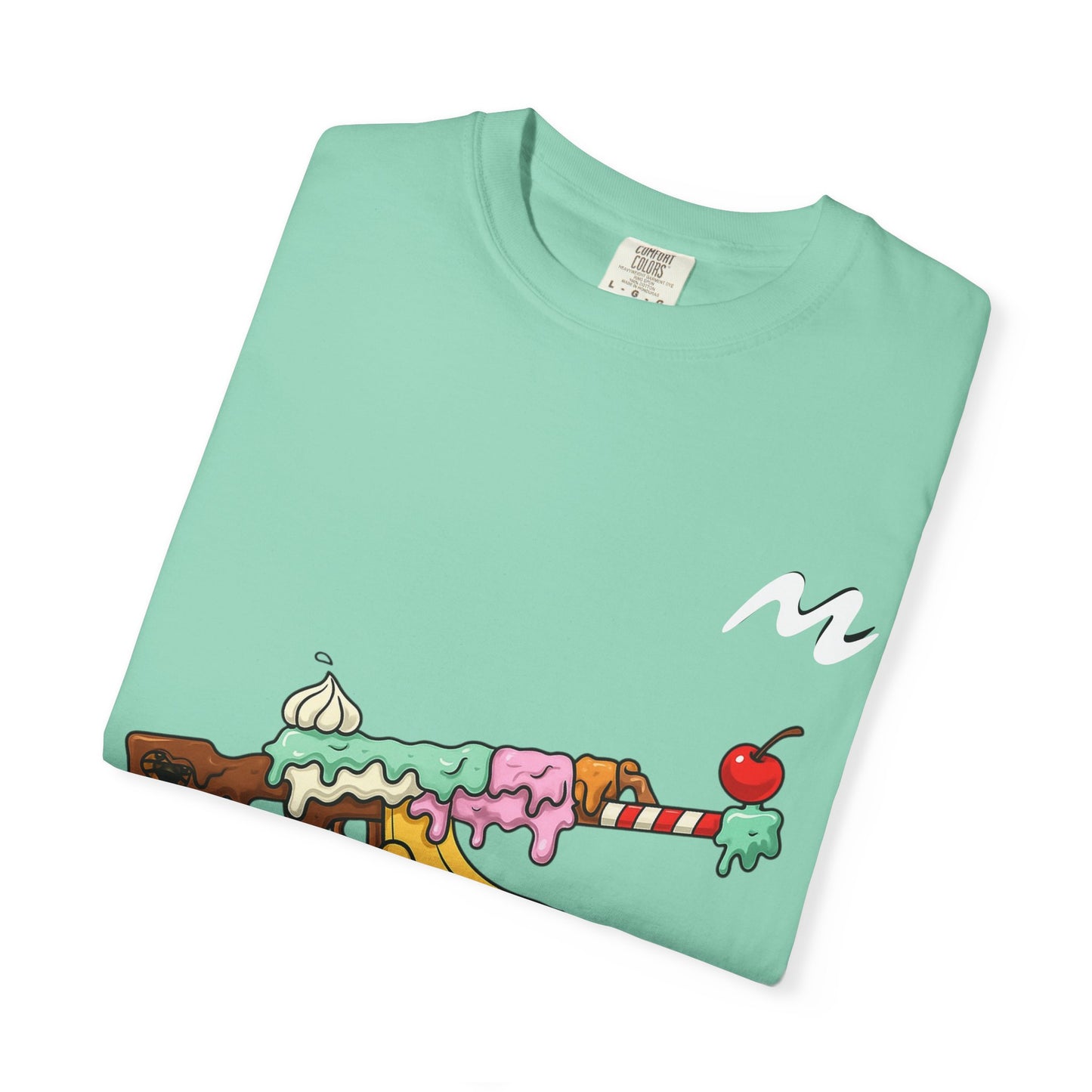Whimsical Ice Cream Gun T-Shirt, Casual Wear, Unique Graphic Tee, Summer Fashion, Gift for Foodies, Fun Vintage Style