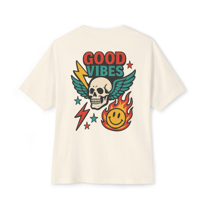 T-shirt  “Good Vibes Skull” – Crane ailé & symboles colorés