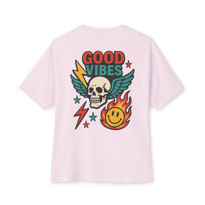 T-shirt  “Good Vibes Skull” – Crane ailé & symboles colorés