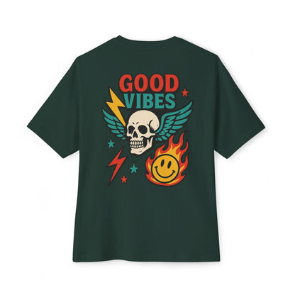 T-shirt  “Good Vibes Skull” – Crane ailé & symboles colorés
