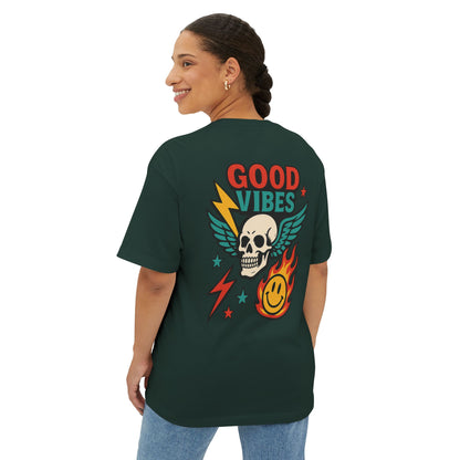 T-shirt  “Good Vibes Skull” – Crane ailé & symboles colorés