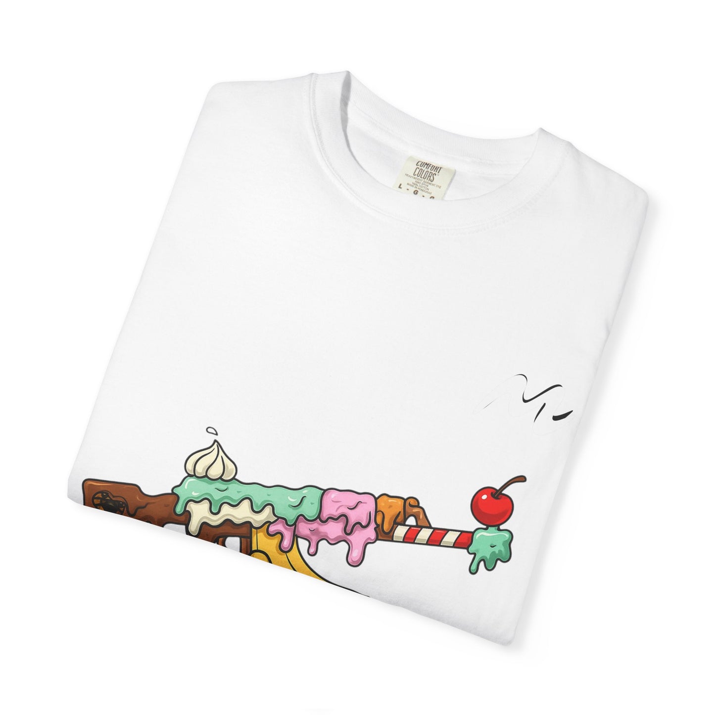 Whimsical Ice Cream Gun T-Shirt, Casual Wear, Unique Graphic Tee, Summer Fashion, Gift for Foodies, Fun Vintage Style